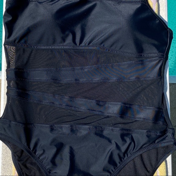 One Piece Swimsuit Black Mesh - Picture 4 of 12